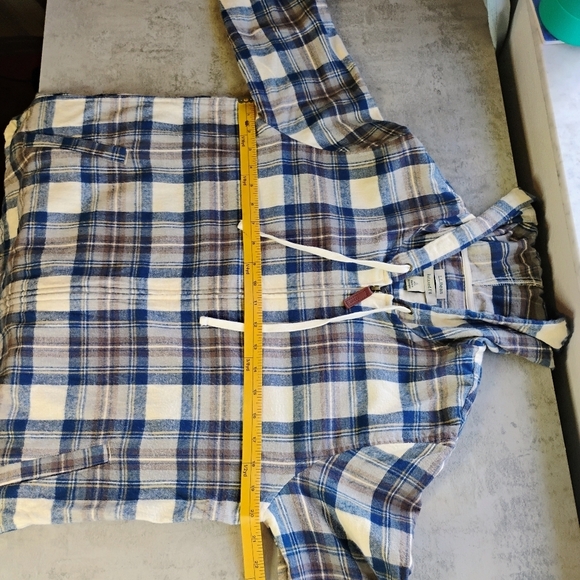 LL Bean Scotch Plaid Flannel Shirt Relaxed Fit Zip Hoodie Granola Size Small - Picture 14 of 15